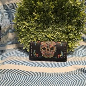 Black Leather Wallet with Stitching